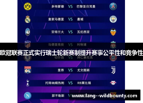 欧冠联赛正式实行瑞士轮新赛制提升赛事公平性和竞争性